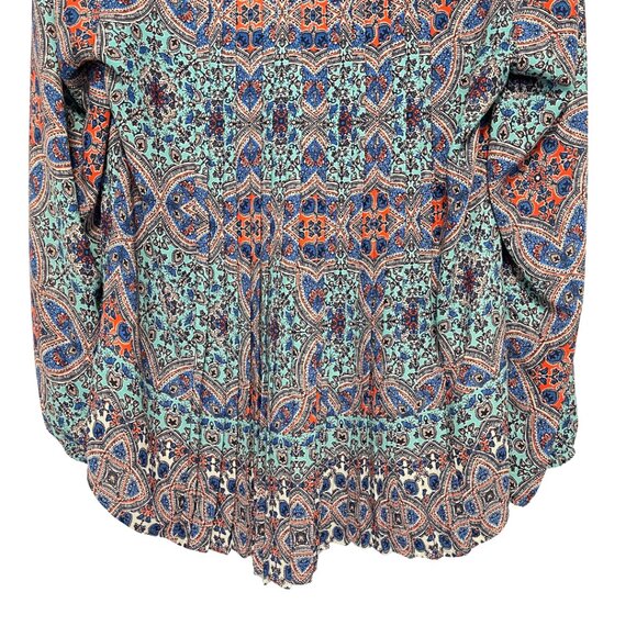 Daniel Rainn DR2 Crochet Tunic Top Womens Size L Blue High Low Pleated Blouse - Picture 6 of 13